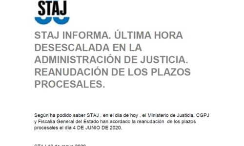 Los plazos procesales se reanudarán el 4 de junio de 2020