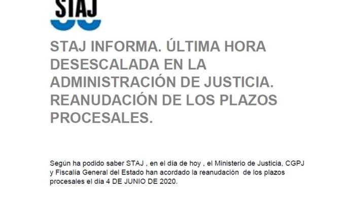 Los plazos procesales se reanudarán el 4 de junio de 2020